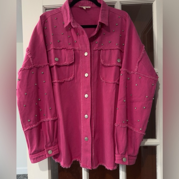 Peach Love California Jackets & Blazers - Brand New Peach Love Pink Studded Women's Jacket